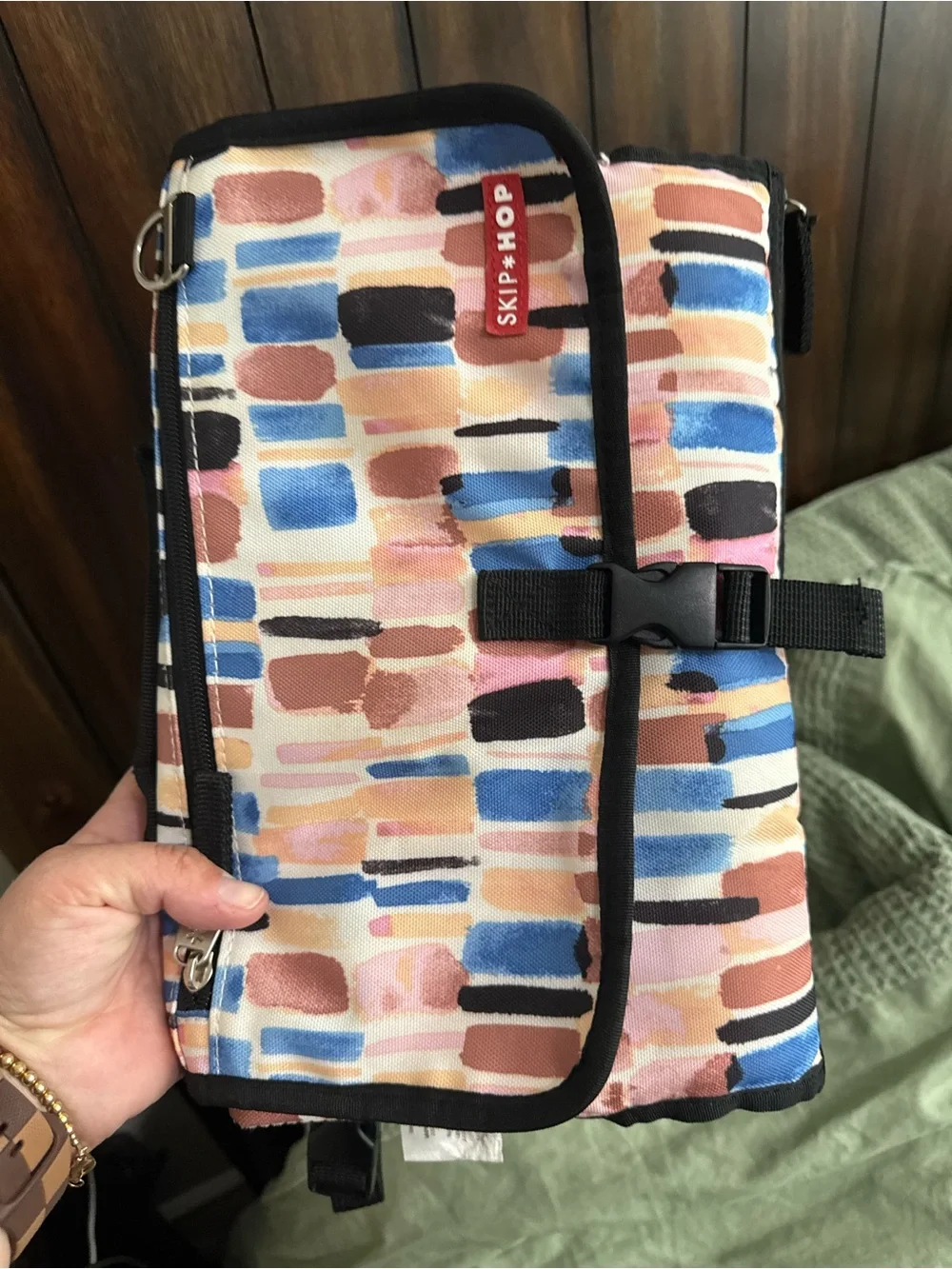 Skip Hop Diaper Changing Pad Portable in Pink Blue Black Brushstroke Print